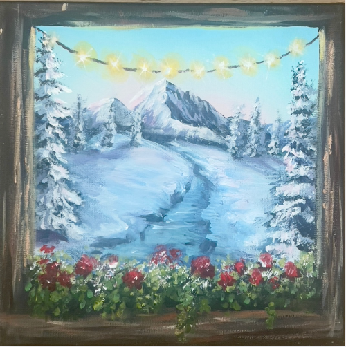 acrylic painting of a festive scene