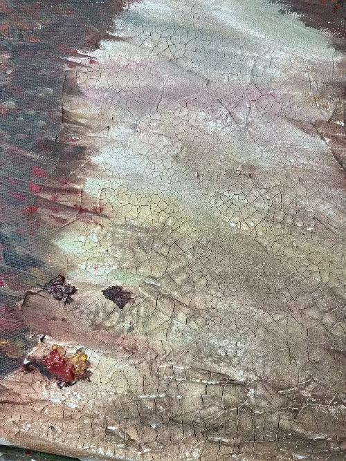 Textured floor with a crackle paste on canvas