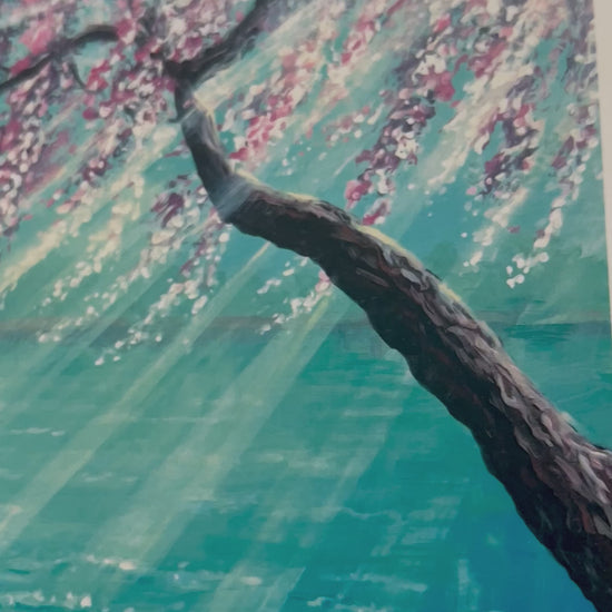 Cherry blossom and water art print