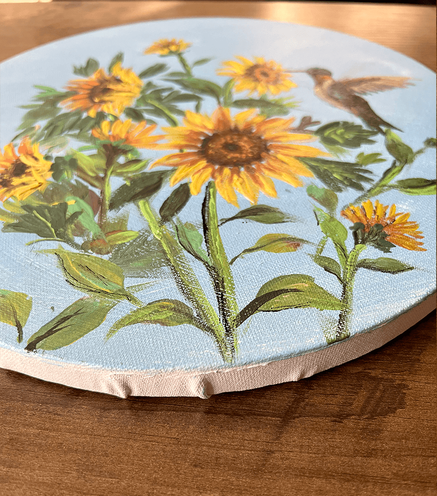 Side view of the round canvas